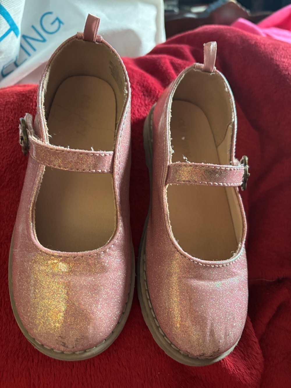 Old Navy Pink Glitter Mary Jane Girls' Dress Shoes
